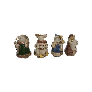Pier One 4 Whimsical Christmas Figures Bear, Snowman, Reindeer. Repair Santa
